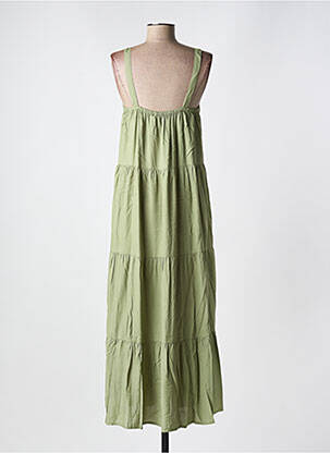 Rochie lungă țesătură poplin bretele subțiri verde CREAM femeie
