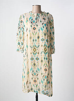 Rochie scurtă croială fluidă mâneci 3/4 bej CREAM femeie