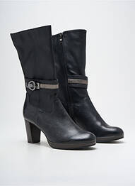 Botine/ghete țesătură satinată toc de 7 la 9 cm negru MADISON femeie