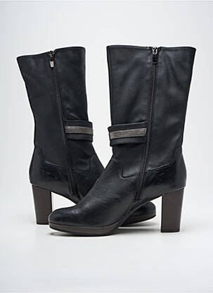 Botine/ghete material neted toc de 7 la 9 cm negru MADISON femeie