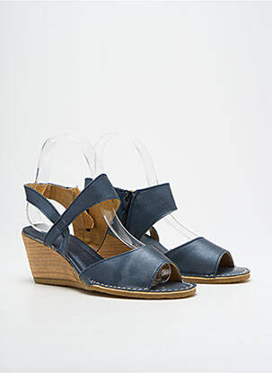 Sandale/pantofi decupați material neted toc de 4 la 6 cm albastru NICE femeie
