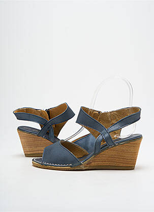 Sandale/pantofi decupați material neted toc de 4 la 6 cm albastru NICE femeie