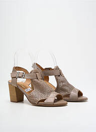 Sandale/pantofi decupați țesătură satinată toc de 4 la 6 cm maro KARSTON femme