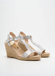 Espadrile țesătură satinată toc de 7 la 9 cm gri MAYBE femme