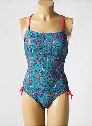 Costum de baie dintr-o singură piesă efect material satinat albastru BIKINI BAR femeie