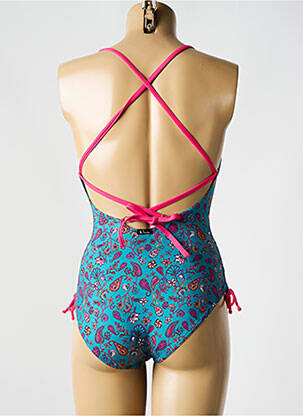 Costum de baie dintr-o singură piesă efect material satinat albastru BIKINI BAR femeie