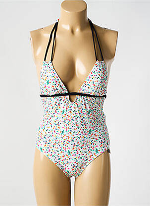 Costum de baie dintr-o singură piesă imprimeu fantezie top triunghiuri alb BIKINI BAR femeie
