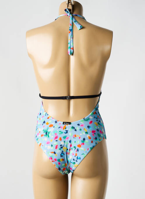 Costum de baie dintr-o singură piesă efect material satinat top triunghiuri albastru BIKINI BAR femme