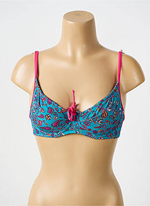 Sutien de costum de baie elasticitate sutien balconet cu decolteu înalt albastru BIKINI BAR femeie