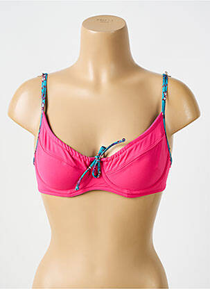Sutien de costum de baie elasticitate sutien balconet cu decolteu înalt roz BIKINI BAR femeie