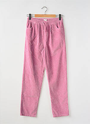 Pantalon drept țesătură catifea talie elastică roz ROXY GIRL fată
