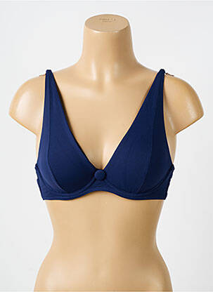 Sutien de costum de baie elasticitate sutien cupe întregi cu decolteu înalt albastru închis IODUS femeie