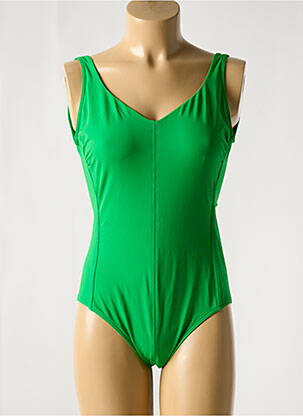 Costum de baie dintr-o singură piesă efect material satinat sutien cupe întregi cu decolteu înalt verde IODUS femeie