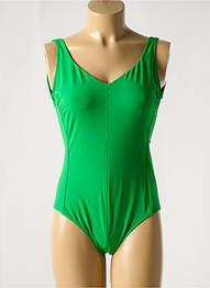 Costum de baie dintr-o singură piesă efect material satinat sutien cupe întregi cu decolteu înalt verde IODUS femeie