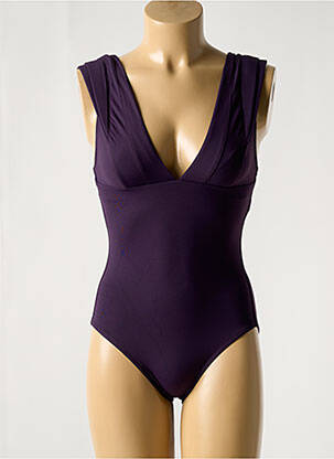 Costum de baie dintr-o singură piesă efect material satinat top triunghiuri violet IODUS femeie
