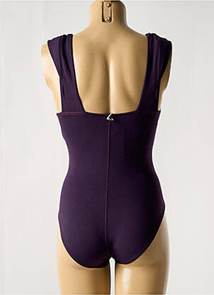 Costum de baie dintr-o singură piesă efect material satinat top triunghiuri violet IODUS femeie