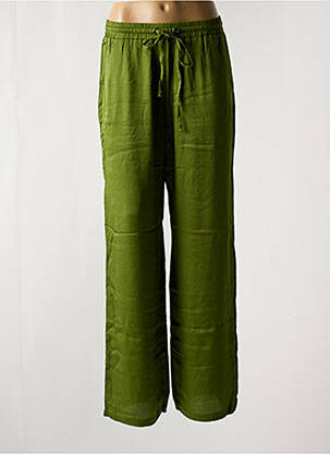 Pantalon drept țesătură crep mărime normală verde IODUS femeie