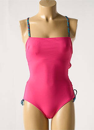 Costum de baie dintr-o singură piesă efect material satinat roz BIKINI BAR femeie