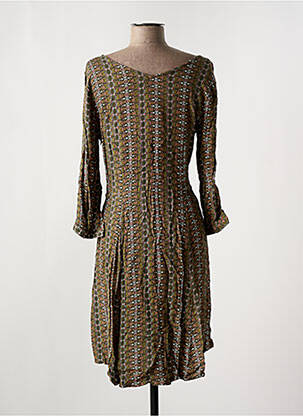 Rochie midi imprimeu fantezie mâneci lungi verde YERSE femeie
