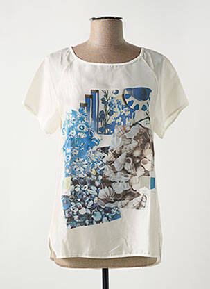 Tricou serigrafie flockată mâneci scurte alb ELEONORA AMADEI femeie