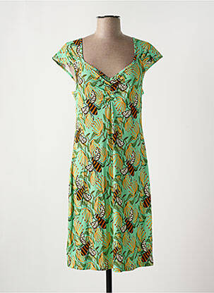 Rochie midi imprimeu floral mâneci scurte verde BAKERY LADIES femeie