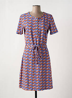 Rochie midi imprimeu fantezie mâneci scurte albastru BAKERY LADIES femeie
