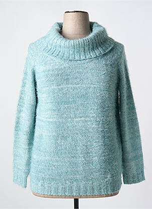 Pulover cu guler înalt albastru MARBLE femeie