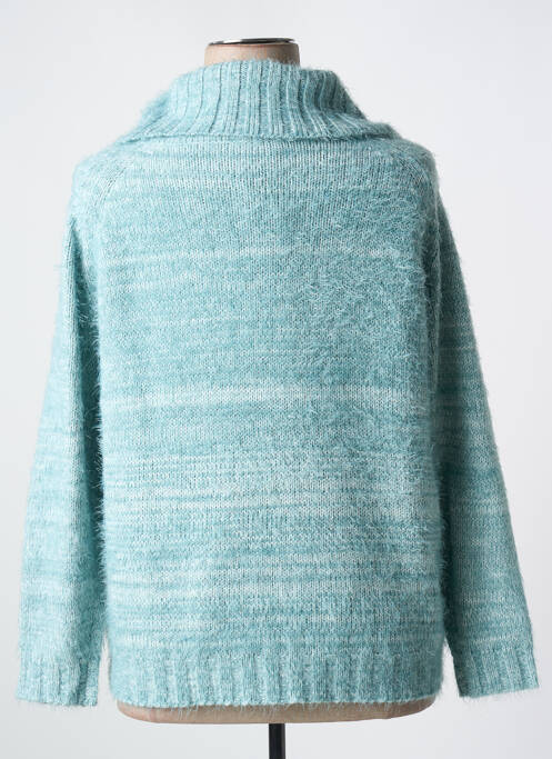 Pulover cu guler înalt albastru MARBLE femeie