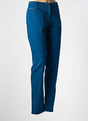 Pantalon slim țesătură poplin mărime normală albastru CHRISTINE LAURE femeie
