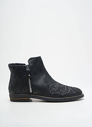 Botine/ghete țesătură satinată toc plat până la 3 cm negru REQINS femeie