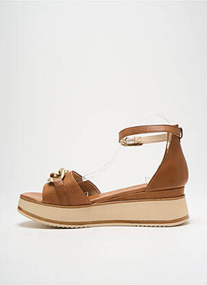 Sandale/pantofi decupați material neted toc de 4 la 6 cm maro SWEET LEMON femeie
