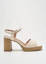 Sandale/pantofi decupați semi compensat toc de 7 la 9 cm bej SWEET LEMON femme