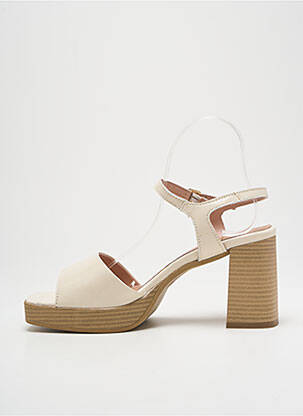 Sandale/pantofi decupați semi compensat toc de 7 la 9 cm bej SWEET LEMON femeie