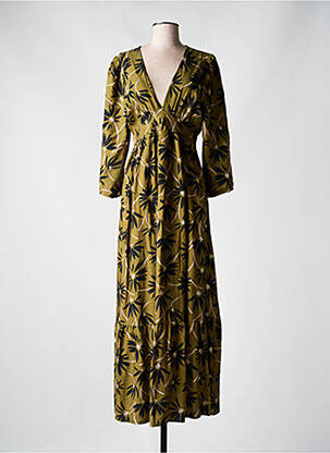 Rochie lungă imprimeu floral mâneci 3/4 verde RUE DES ABBESSES femeie