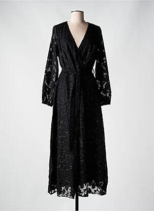 Rochie lungă mâneci lungi mâneci lungi negru LILIE PLUS femeie