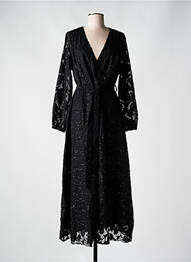 Rochie lungă țesătură poplin mâneci lungi negru LILIE PLUS femeie