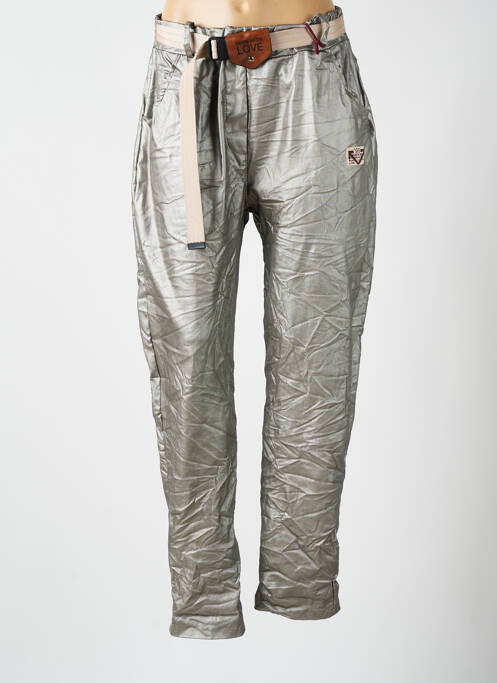 Pantalon drept argintiu MINA ROSA femeie