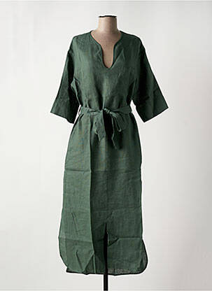 Rochie lungă țesătură crep mâneci 3/4 verde LE BOUDOIR D'EDOUARD femeie