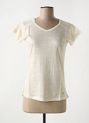Tricou guler în v mâneci scurte bej LE BOUDOIR D'EDOUARD femeie