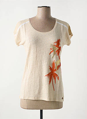 Tricou serigrafie mâneci scurte bej LE BOUDOIR D'EDOUARD femeie