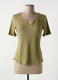 Tricou guler în v mâneci scurte verde LE BOUDOIR D'EDOUARD femeie