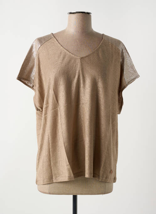 Tricou croială dreaptă mâneci scurte maro LE BOUDOIR D'EDOUARD femme