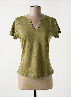 Tricou guler în v mâneci scurte verde LE BOUDOIR D'EDOUARD femeie