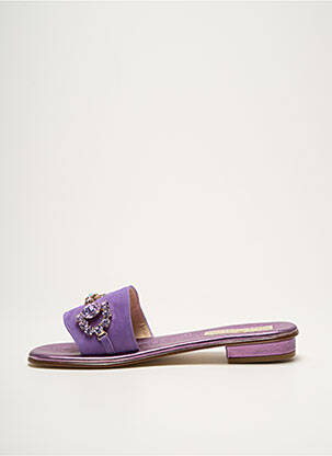 Mulete/saboți nubuc toc plat până la 3 cm violet MODA POSITANO femeie