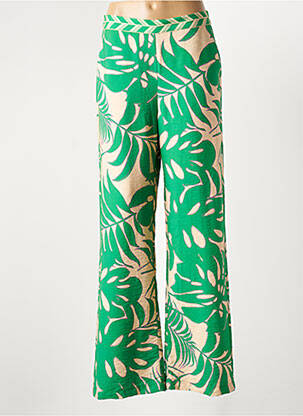 Pantalon drept țesătură crep mărime normală verde GEISHA femeie