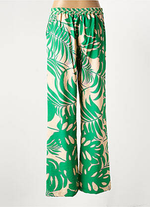 Pantalon drept țesătură crep mărime normală verde GEISHA femeie