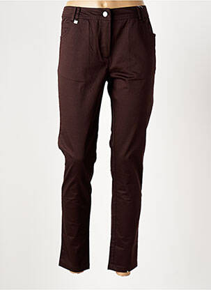 Pantalon slim țesătură poplin mărime normală maro AGATHE & LOUISE femeie