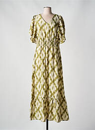 Rochie lungă imprimeu fantezie mâneci scurte verde GEISHA femme
