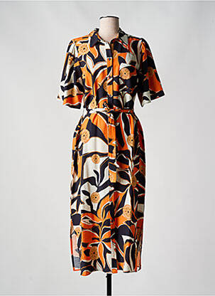 Rochie lungă mâneci scurte mâneci scurte portocalie GEISHA femeie