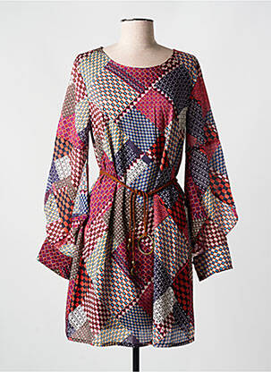 Rochie scurtă croială fluidă mâneci lungi roz MOLLY BRACKEN femeie